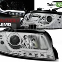 Přední světla AUDI A4 B6 00-04 - LED TUBE LIGHT Chromová H1