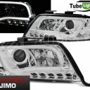 Přední světla AUDI A6 97-01 - LED TUBE LIGHT Chromová