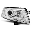 Přední světla Audi A6 C6 LED TUBE light, DRL, chromové