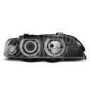 Přední světla, lampy Angel Eyes BMW 5 E39 95-03, černé H7