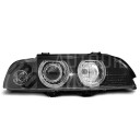 Přední světla, lampy Angel Eyes BMW 5 E39 95-03, H7, černé 
