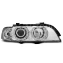 Přední světla, lampy Angel Eyes BMW 5 E39 95-03, H7, chromové