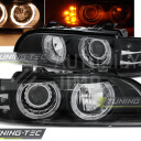 Přední světla, lampy Angel Eyes BMW 5 E39 95-03, LED BLINKR, černé H7/H7