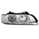 Přední světla, lampy Angel Eyes BMW 5 E39 95-03, LED BLINKR, chromové H7/H7