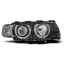 Přední světla, lampy Angel Eyes BMW 7 E38 98-01, černá H7/H7