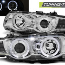 Přední světla, lampy Angel Eyes BMW 7 E38 98-01 chromové H7/H1