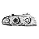 Přední světla, lampy Angel Eyes BMW E46 sedan/combi -01 chromová