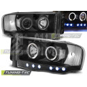 Přední světla, lampy Angel Eyes Dodge RAM 02-06 černá H1