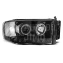 Přední světla, lampy Angel Eyes Dodge RAM 02-06 černá H1