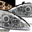 Přední světla, lampy Angel Eyes Ford Focus 98-04 chromová H7