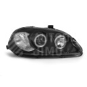 Přední světla, lampy Angel Eyes Honda Civic 99-01 černá, 2dv, 3dv, 4dv