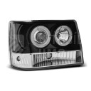 Přední světla, lampy Angel Eyes Jeep Grand Cherokee 93-98 černá 