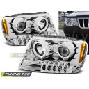 Přední světla, lampy Angel Eyes Jeep Grand Cherokee 99-05 chromová