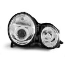 Přední světla, lampy Angel Eyes Mercedes Benz E W210 99-03 chromová