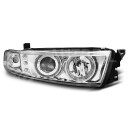 Přední světla, lampy Angel Eyes Mitsubishi Galant 96-06 chromová H1