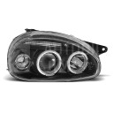 Přední světla, lampy Angel Eyes Opel Corsa B, Combo B 93-00 černá H1, s diodou