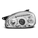 Přední světla, lampy Angel Eyes Opel Corsa B, Combo B 93-00 chromová H1, s diodou