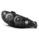 Přední světla, lampy Angel Eyes Peugeot 206 02- černé H7