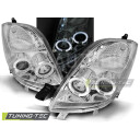 Přední světla, lampy Angel Eyes Toyota Yaris 06-09 chromové H1