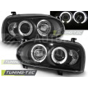 Přední světla, lampy Angel Eyes VW Golf III 91-97 černá H1