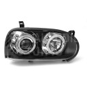 Přední světla, lampy Angel Eyes VW Golf III 91-97 černá H1/H1