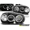 Přední světla, lampy Angel Eyes VW Golf IV 97-04 černá, s mlhovkami