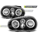 Přední světla, lampy Angel Eyes VW Golf IV 97-04 černá, s mlhovkami, H1