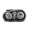 Přední světla, lampy Angel Eyes VW Golf IV 97-04 černá, s mlhovkami, H1
