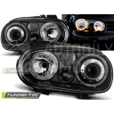 Přední světla, lampy Angel Eyes VW Golf IV 97-04 černá, s mlhovkami, H7