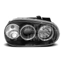 Přední světla, lampy Angel Eyes VW Golf IV 97-04 černá, s mlhovkami