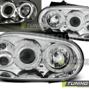 Přední světla, lampy Angel Eyes VW Golf IV 97-04 chromová, s mlhovkami