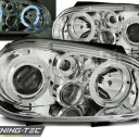 Přední světla, lampy Angel Eyes VW Golf IV 97-04 chromová, s mlhovkami, H1