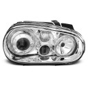 Přední světla lampy Angel Eyes VW Golf IV 97-04 chromová s mlhovkami H7