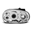 Přední světla, lampy Angel Eyes VW Golf IV 97-04 chromová, s mlhovkami