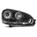 Přední světla, lampy Angel Eyes VW Golf V 03-08 černá H1