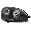 Přední světla, lampy Angel Eyes VW Golf V 03-08 černá H7