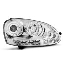 Přední světla, lampy Angel Eyes VW Golf V 03-08 chromová H1