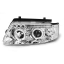 Přední světla, lampy Angel Eyes VW Passat B5 96-00 chromová H1, diody