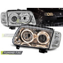 Přední světla, lampy Angel Eyes VW Polo 6N2 99-01 chromové H7