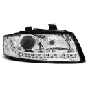 Přední světla, lampy AUDI A4 B6 00-04 - DAYLIGHT, chromové, H7