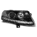 Přední světla, lampy Audi A6 C6 04-08 Day light + CCFL kroužky, černé