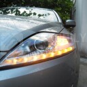 Přední světla, lampy Ford Mondeo 07-10 Day light, LED blinkr, chromová