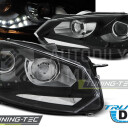 Přední světla, lampy s denním svícením, DRL VW Golf VI 08-13 černé