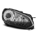 Přední světla, lampy s denním svícením, DRL VW Golf VI 08-13 černé H15