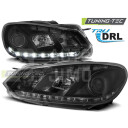 Přední světla, lampy s denním svícením, DRL VW Golf VI 08-13 černé H7/H1