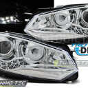 Přední světla, lampy s denním svícením, DRL VW Golf VI 08-13 chromové