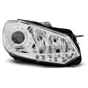 Přední světla, lampy s denním svícením, DRL VW Golf VI 08-13 chromové H15