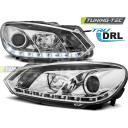 Přední světla, lampy s denním svícením, DRL VW Golf VI 08-13 chromové H7/H1