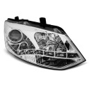 Přední světla, lampy s denním svícením, DRL VW Polo 6R 09-14 chromové