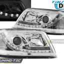 Přední světla, lampy s denním svícením, DRL VW T5 Transporter, Multivan 03-09 chromové